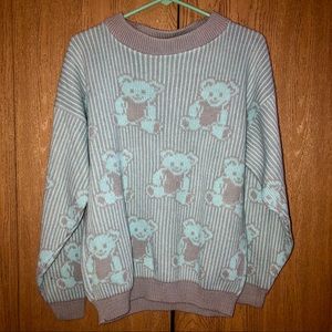 Vintage Teddy Bear Adele Knitwear Sweater Blue